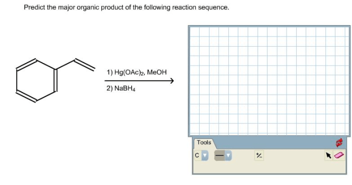 Predict the major organic product for the following reaction sequence.