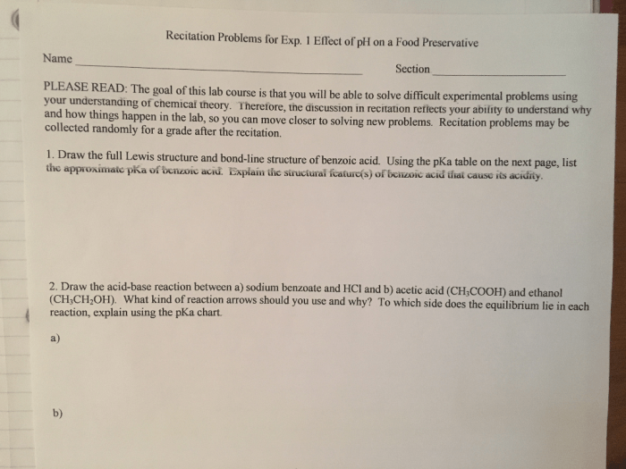 The effect of ph on a food preservative lab report